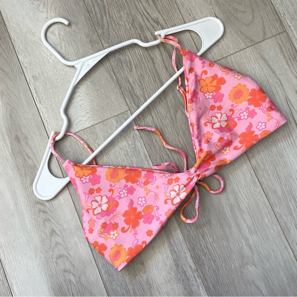 Skatie Bikini Top floral gisele womens Pink Orange (large) maui print swim beach